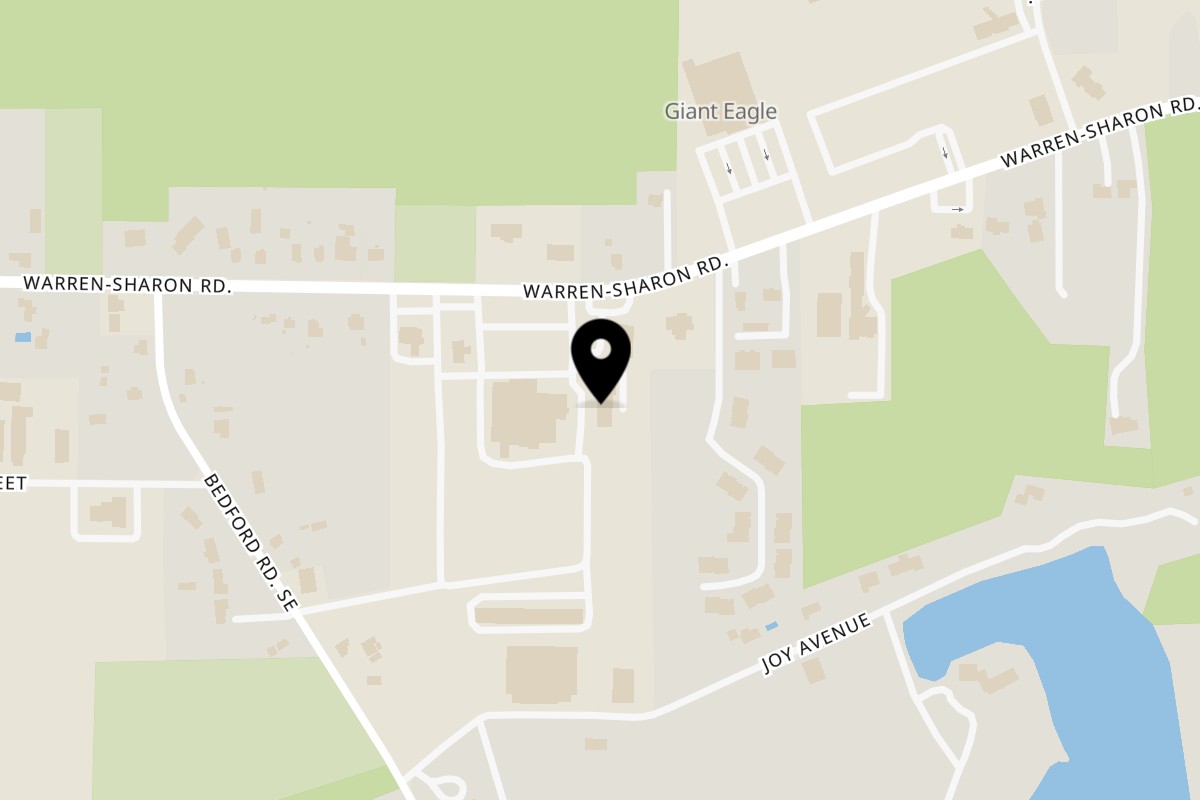 Map showing the location of Jimmy Neno’s Pizzeria & Taproom on 7172 Warren - Sharon Rd in Brookfield Township